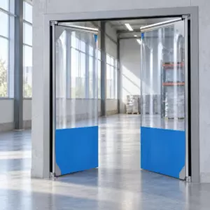 Маятниковая распашная двустворчатая эластичная дверь из ПВХ 200*220